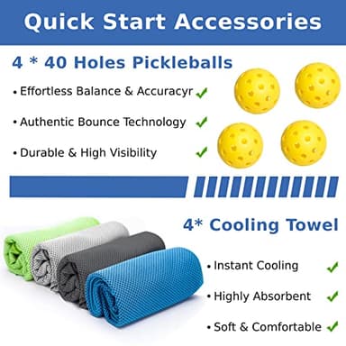 AOPOUL Pickleball Set with 4 Premium Wood Paddles, Cushion Comfort Grip, 4 Cooling Towels, 4 Pickleball Balls & Carry Bag, Pickle Ball Paddle for Men Women - Image 5
