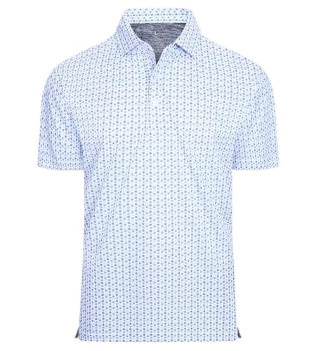 Alex Vando Mens Golf Shirt Moisture Wicking Classic Print Golf Shirts for Men,White U,M - Image 1