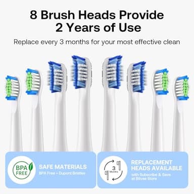 Bitvae Ultrasonic Electric Toothbrush for Adults and Kids, ADA Accepted Travel Electric Toothbrush with Rechargeable 60-Day Battery Life, 8 Heads, 5 Modes, Case/Holder, Quartz Pink - Image 9