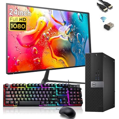 Dell Optiplex 5050 SFF PC Desktop Computer PC Setup, 24" FHD Monitor, Intel i5-7500 3.4GHz, 16GB RAM, 256GB SSD, Keyboard, Mouse, USB WiFi, Win 10 Pro(Renewed) - Image 3