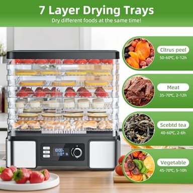 Food Dehydrator Machine Dryer for Jerky: Stainless Steel Dehydrater for Fruit Herb - Digital Food Drier for Meat Beef Dehydration - Image 2