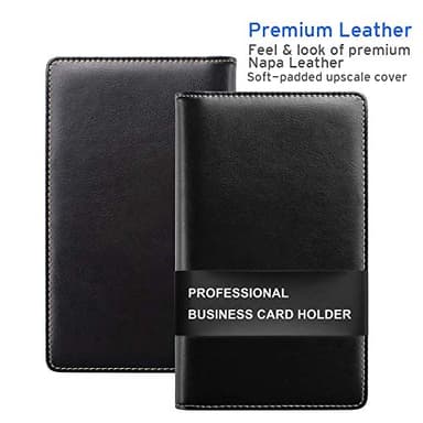 Sooez Leather Professional Business Card Book Holder Organizer, 240 Capacity Credit Card Booklet, PU Name Cards Holder Storage File for Men Women, Grass Green - Image 4