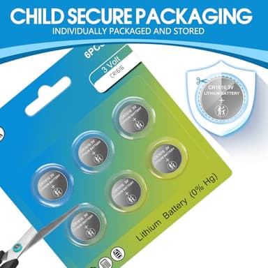 CR1616 Battery, 6 Count Pack CR 1616 3V Lithium Battery for Car Remote, 1616 Batteries for Watch, Car Key Fob, Remote Control - Image 4