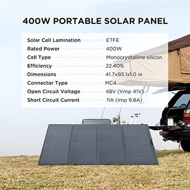 EF ECOFLOW 400W Portable Solar Panel, Foldable & Durable, Complete with an Adjustable Kickstand Case, Waterproof IP68 for Outdoor Adventures - Image 4