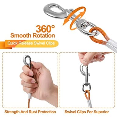 Mi Metty Dog Tie Out Cable,50ft Dog Lead-Heavy Duty Tie Out Cable for for Large Dogs Up to 125lbs-Dog Chain for Yard-Outside Dogs Runner Tether Line - Image 3