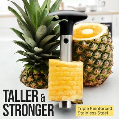 Zulay Kitchen Stainless Steel Pineapple Corer & Slicer – Heavy-Duty Pineapple Cutter with Reinforced Blade & Eye Removal Tool – Effortless Pineapple Core Remover & Slicer - Black - Image 3