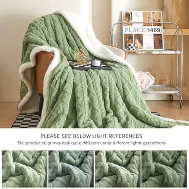 PU MEI Sherpa Throw Blanket for Couch Sofa 80”*60”- Fleece Tufted Fuzzy Soft Cozy Blanket for Bed, Thick Warm Blanket for All Seasons, (Sage Green, 60"*80") - Image 8