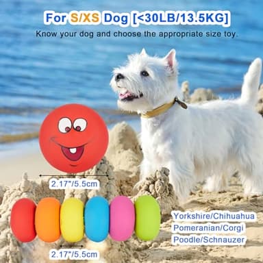 gulucute Dog Squeaky Toys Latex Squeaky Balls for Small Puppy Chewing Rubber Soft Fun Facial Expression Dog Balls for Pet Dogs (6 PCS) - Image 2