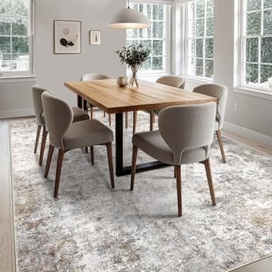 UERMEI 9x12 Area Rug Living Room Rugs - Washable Neutral Modern Abstract Soft Thin Large Rug Indoor Floor No Slip Rug Carpet for Bedroom Under Dining Table Home Office Decor - Brown Grey - Image 5