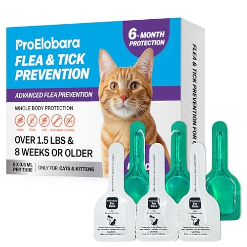 Flea and Tick Prevention for Cats & Kittens: Waterproof Topical Cat Flea and Tick Treatment – Fast-Acting & Long-Lasting At Home Flea Control for Cats Over 1.5 lbs and 8 Weeks or Older – 6 Dose Supply - Image 1