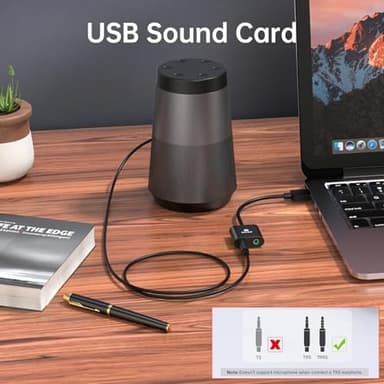 USB to 3.5mm Jack Audio Adapter External Sound Card with 3.5mm Headphone and Microphone TRS Jack to USB Compatible with Windows, Laptops, Desktops Windows, MAC, Linux, PC, PS5, PS4 - Image 2
