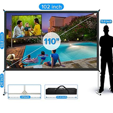Projector Screen and Stand,JWSIT 110 inch Outdoor Movie Screen-Upgraded 3 Layers PVC 16:9 Outdoor Projector Screen,Portable Video Projection Screen with Carrying Bag for Home Theater Backyard - Image 2