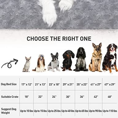 KSIIA Washable Dog Bed Deluxe Plush Dog Crate Beds Comfy Kennel Pad Anti-Slip Pet Sleeping Mat for Large, Jumbo, Medium, Small Dogs Breeds, 23" x 18", Dark Grey - Image 6