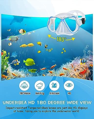 Greatever Dry Snorkel Set,Panoramic Wide View,Anti-Fog Scuba Diving Mask,Professional Snorkeling Gear for Kids - Image 2