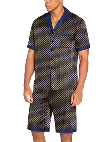 Ekouaer Men Satin Silk Pajamas Set with Pockets Sleepwear Shorts Satin Summer Loungewear 2 Piece Button Down Set S-3XL - Image 2