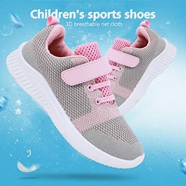 nerteo Toddler Girls Shoes Kids Comfort Walking Shoes Cute Tennis Running Sneakers Light Grey/Pink 8 M US Toddler - Image 7