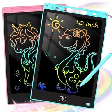 KTEBO® 2 Pack 10 Inch LCD Writing Tablet for Kids, Electronic Drawing Pad and Doodle Board for Ages 3-8, Birthday and Christmas Gifts for Boys and Girls,Stocking Stuffers Drawing Board (Pink & Blue) - Image 1