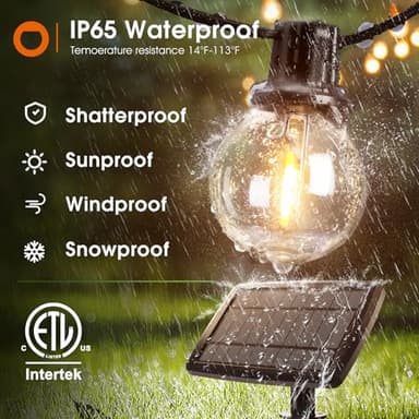 addlon 200FT(2 Pack*100FT) Solar String Lights Outdoor Waterproof with Remote, Dimmable Commercial Grade Solar Powered String Lights with 108 LED Bulbs, Hanging Light for Backyard Party Decor - Image 3