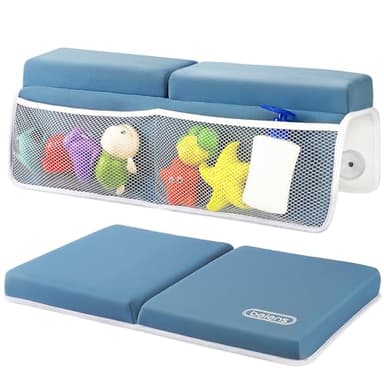 beiens Bath Kneeler and Elbow Rest Pad Set - 1.5'' Comfortable Thick Baby Bath Kneeler Pads, Quick Dry Soft Kneeling Pad for Baby Bath Time, Non-Slip Knee& Arm Support Bathtub Mat with Toys Organizer - Image 1