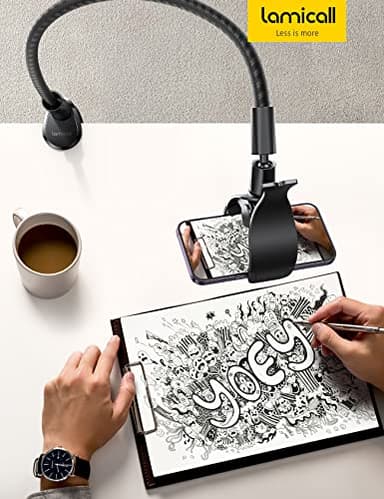 Lamicall Gooseneck Phone Holder Bed - [Nylon Braided] Flexible Arm, 38inch Overall Length, 360 Adjustable Clamp Clip, Overhead Cell Phone Mount Stand for Bed, Desk, 4-7” Cellphone - Image 7