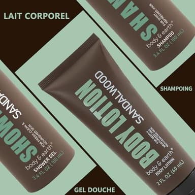 Birthday Gifts for Men BODY & EARTH Gift Sets for Men 3PC Mens Gift Set Gift Baskets for Men Includes Sandalwood Shower Gel Body Lotion Shampoo, Mens Gift Basket Christmas Gifts for Men Boyfriend - Image 7