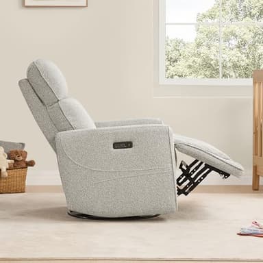 CHITA Electronic Power Recliner Chair Swivel Glider, FSC Certified Modern Nursery Rocking Chair with USB and Type-C Ports, Light Grey - Image 8