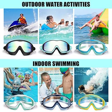 Kids Goggles for Swimming 2 Pack No Leaking Anti-Fog Outer Eye Fit with Wide View UV Protection Crystal Clear Watertight Swim Goggles with nose cover Suitable for Children Youth Boys Girls Age 3 to 14 - Image 6