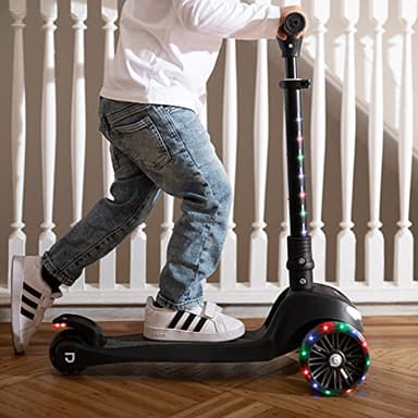 Jetson Scooters - Jupiter Mini 3 Wheel Kick Scooter (Black) - Collapsible Portable Kids Three Wheel Push Scooter - Lightweight Folding Design with High Visibility RGB Light Up LEDs on Stem and Wheels - Image 8