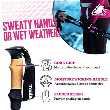 TrailBuddy Trekking Poles – Lightweight 7075 Aluminum Hiking Poles for Women, Men & Seniors – Collapsible Walking Sticks for Travel, Trails & Balance - Image 3