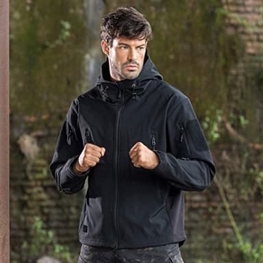 FREE SOLDIER Men's Outdoor Waterproof Soft Shell Hooded Military Tactical Rain Jacket (Black, L) - Image 8
