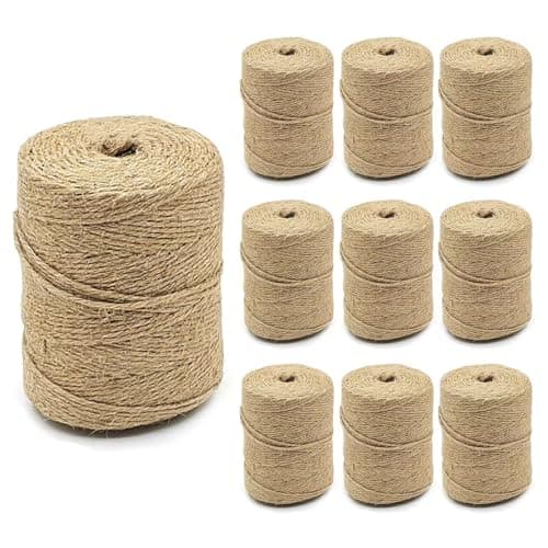 10 PCS Twine String Bulk 6000 Feet Long, 2mm Thin Jute Twine for Crafts, Hemp Rope Wrapping, Packing Gardening, Crochet Knitting Macrame Decor, 600 Feet Each Roll - Image 1