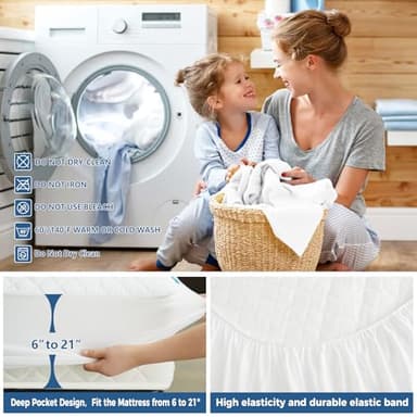 Kayfia Waterproof Mattress Protector, Full Size Soft Breathable 3D Air Fabric Mattress Cover, Noiseless Mattress Pad with Deep Pocket 6"-21" Machine Washable - Image 7