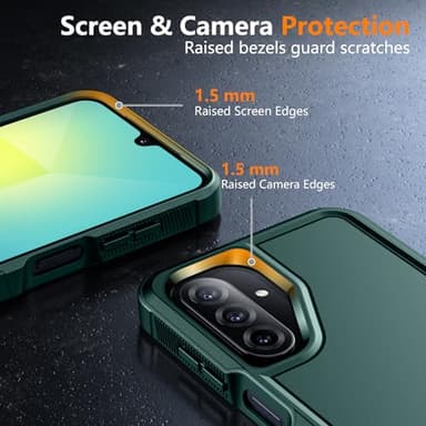 SPIDERCASE for Samsung Galaxy A26 5G Phone Case, [10 FT Drop Protection] 2 pcs [Tempered Glass Screen Protector] Heavy Duty Shockproof Case,Dark Green - Image 6