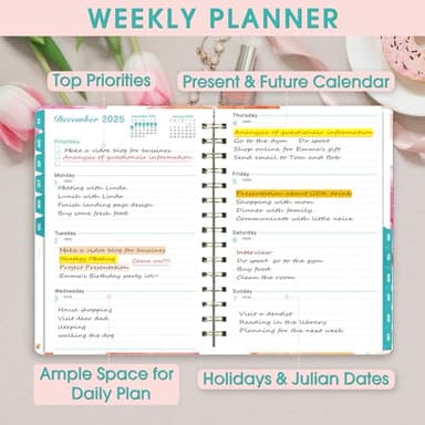 Ymumuda 2026 Planner, Daily Weekly and Monthly Planner，Jan 2026 - Dec 2026, 8.4" x 6.3", 2026 Calendar Planner Book with Tabs, Spiral Notebook with Inner Pocket for Office Home School Supplies - Image 4