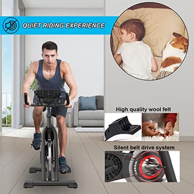 GOFLYSHINE Exercise Bikes Stationary,Exercise Bike for Home Indoor Cycling Bike for Home Cardio Gym,Workout Bike with pad Mount & LCD Monitor,Silent Belt Drive (Black-red) - Image 5
