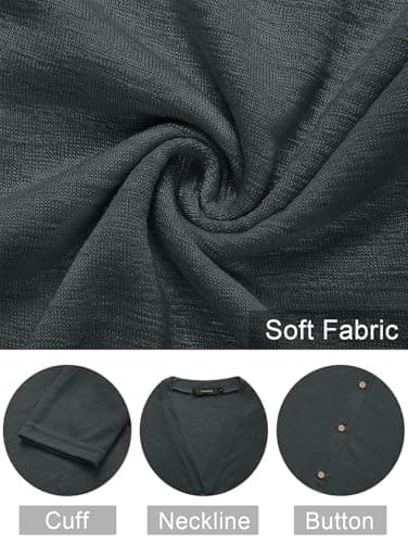 MEROKEETY Women's Open Front Lightweight Cardigan Long Sleeve Button Down Loose Outwear with Pockets, Darkgrey, M - Image 5