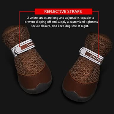 QUMY 4PCS Dog Shoes for Small Dogs, Hot Pavement Summer Puppy Dog Boots & Paw Protectors with Soft Anti-Slip Rubber Sole, Mesh Breathable Dog Booties for Hardfloors, Walking Running Khaki Size 4 - Image 5