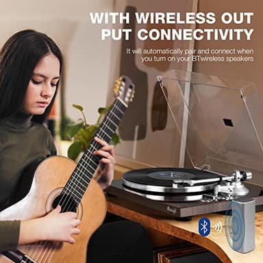 Turntables Belt-Drive Record Player with Wireless Output Connectivity, Vinyl Player Support 33&45 RPM Speed Phono Line USB Digital to PC Recording with Advanced Magnetic Cartridge&Counterweight - Image 5