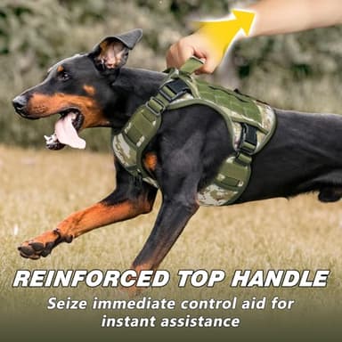 WINGOIN Tactical Dog Harness for Large Dogs, Heavy Duty No Pull Dog Harness with Handle, Adjustable Reflective Military K9 German Shepherd Big Size Dog Vest for Walking, Hunting, Green Camo (L) - Image 3