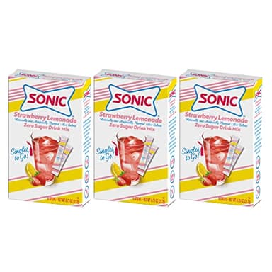 Sonic SINGLES TO GO! Sonic Singles to Go Powdered Drink Mix, Strawberry Lemonade, 6 Sticks per Box, (Pack of 3) - Image 1