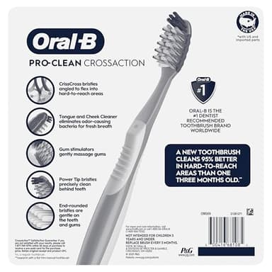 Oral-B Pro Health CrossAction Plaque Removal toothbrushes, 6 Count Toothbrush Soft, Deep Reach in Tight Spaces, Tongue Scraper Tooth Brush, Plaque Fighter, Gentle on Teeth, Gum stimulators - Image 8