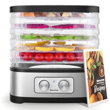Seeutek Food Dehydrator Machine, 5 BPA-Free Trays, Adjustable Temperature Control for Beef Jerky, Fruits, Vegetables, Includes Recipe Book & 4 Reusable Storage Bags, Electric Dryer Machine - Image 1