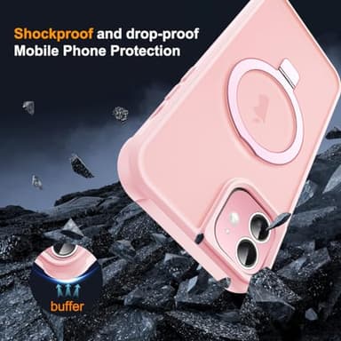 SKYLMW Compatible with iPhone 11 Case with Invisible Magnetic O-Ring Stand [Compatible with MagSafe][Great Grip Feeling], Pink - Image 7