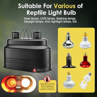 MIXJOY Dual Reptile Light Fixture, Max 160W Each Reptile Heat Lamp Fixture with Separate Switches, Fits Reptile Light/Heat Lamp/UVB Light for Lizards, Turtles, Snakes, and Amphibians - Image 3