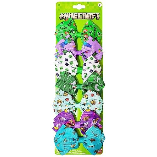 LUV HER Minecraft Kids Hair Bows - 7 Pcs 4 Inch Bundle - Hair Accessories Gift Set - Hair Bows for Kids - Multicolor Hair Clip with Alligator Clip - Ages 3 + - Image 1