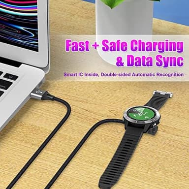 AGVEE 2 Pack 3.3ft Charger Cable for Garmin Watch, L-Shape Braided Charging Cord for Fenix, Forerunner, Vivoactive, Instinct, Venu, Tactix, Approach, D2, Quatix Series, Dark Gray - Image 4