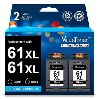 Valuetoner Ink Cartridges Replacement for HP Ink 61 XL 61XL Black Remanufactured for HP Envy 4500 4501 4502 5530 Deskjet 2540 3050 1000 1050 1056 1510 1512 1010 1055 OfficeJet 4630 Printer (2 Black) - Image 1