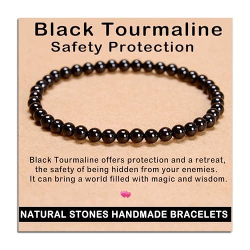AD Beads Handmade Gemstone Stretch Elastic Bracelet Crystal Healing Reiki Nature's Beauty and Spiritual Essence Unisex (4mm, Black Tourmaline (Best protection)) - Image 1