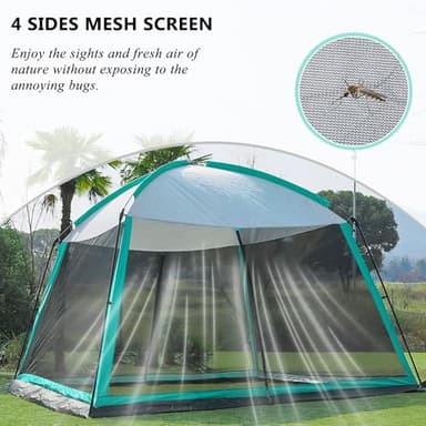 GREGIN Screen House Room 11x11 Ft Mesh Net Tent Canopy Shelter Gazebo, Easy Setup & Waterproof & Sunshade, Suitable for Camping Trip, Backyard, Beach, Picnic - Blue - Image 2