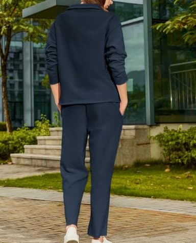 Yioaga Women Tracksuits 2 Piece Set Carmel Travel Set Patrick Pullover Sweatshirt Catherine Sweatpants Casual Lounge Outfit(Navy,XL) - Image 2